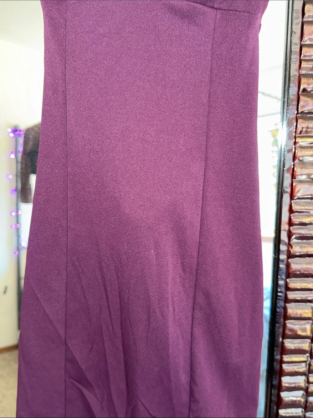 Women’s Strappy V-Neck Bodycon Dress - Plum XS Sexy - Picture 6 of 6